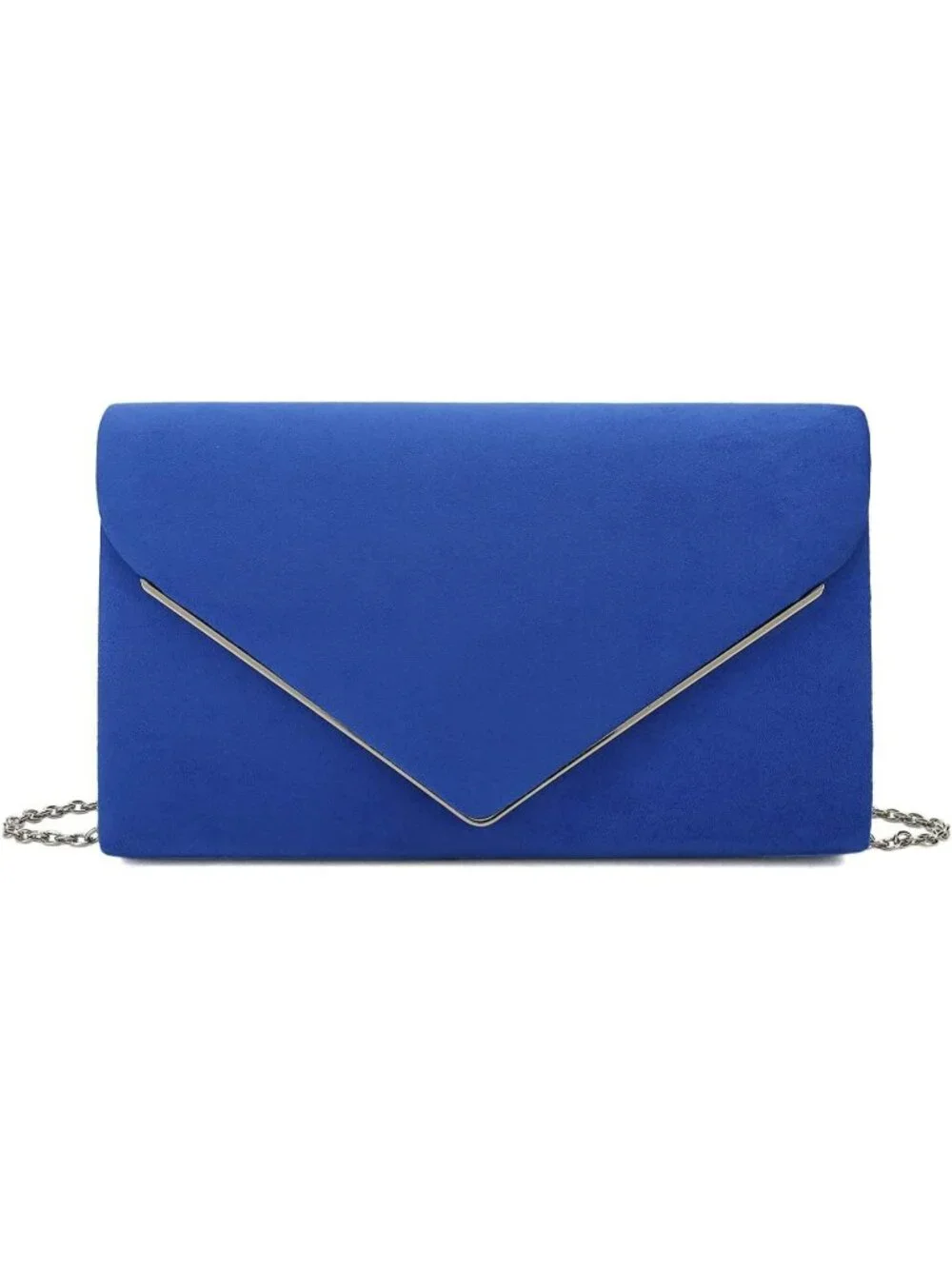 👜 Women's Royal Blue Faux Suede Clutch Bag Elegant Metal Binding Evening Purse